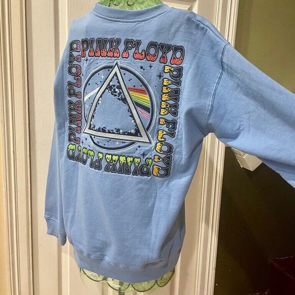 PINK FLOYD SWEATSHIRT EMBROIDERED  ROCK PSYCHEDELIA 60’ PRISM RAINBOW BEAM Sz M - Picture 2 of 14